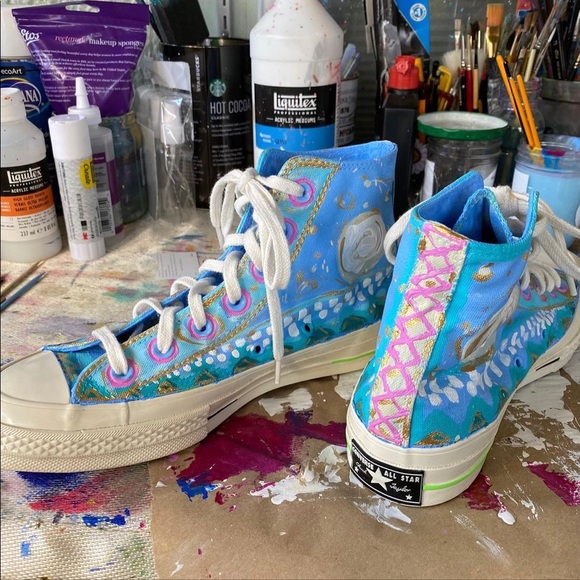 Hand painted high top converse